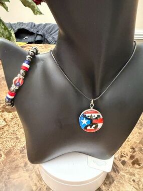 (6-Sets) Puerto Rican Pendant Necklace with Matching Bracelet
